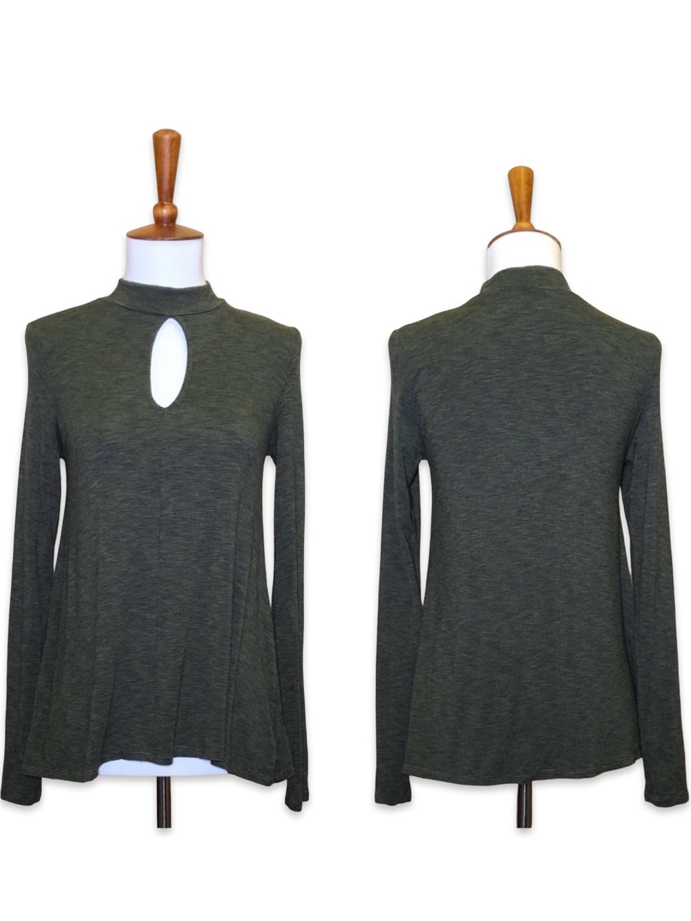 American Eagle Olive green striped high neck “Soft & Sexy Slub” top Whimsigoth